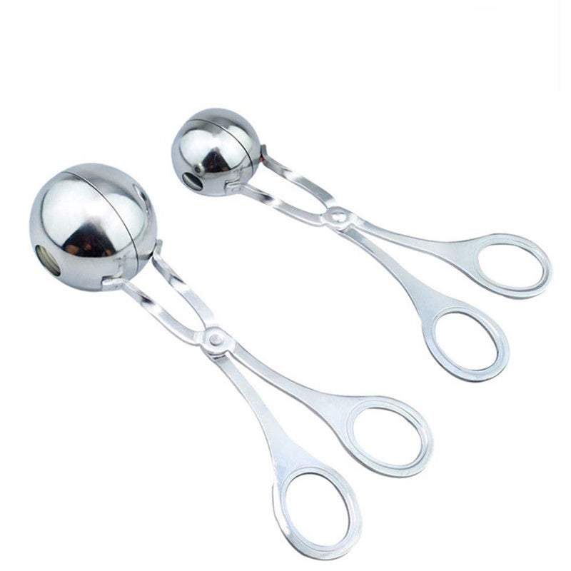 WedFeir 2 PCS None-Stick Meat Ballers, Stainless Steel Meat Baller Tongs, Cake Pop Meatball Maker Ice Tongs, Cookie Dough Scoop for Kitchen. (1.38" and 1.78") - Image 1