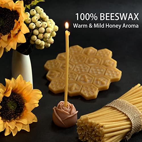 DEYBBY Beeswax Birthday Candles – 50 Count Beeswax Candles - Dripless and Smokeless Thin Taper Candles for Home, Dinner, Cake, Prayer, Church, Hanukkah, Christmas - Image 3