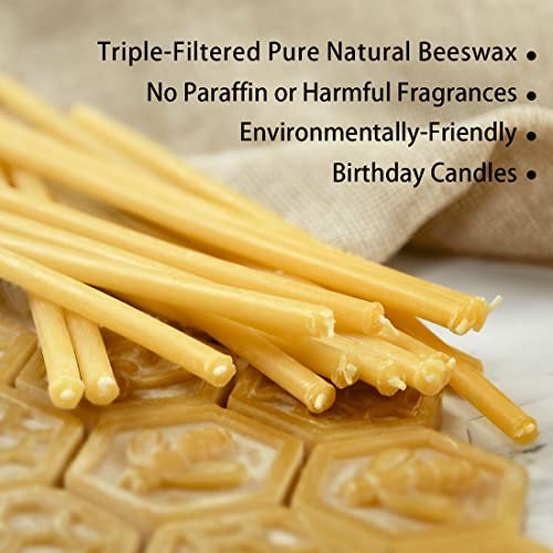 DEYBBY Beeswax Birthday Candles – 50 Count Beeswax Candles - Dripless and Smokeless Thin Taper Candles for Home, Dinner, Cake, Prayer, Church, Hanukkah, Christmas - Image 4