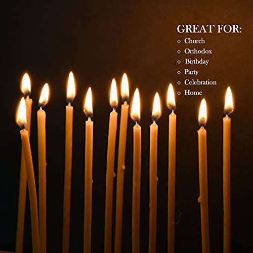 DEYBBY Beeswax Birthday Candles – 50 Count Beeswax Candles - Dripless and Smokeless Thin Taper Candles for Home, Dinner, Cake, Prayer, Church, Hanukkah, Christmas - Image 5