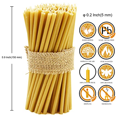 DEYBBY Beeswax Birthday Candles – 50 Count Beeswax Candles - Dripless and Smokeless Thin Taper Candles for Home, Dinner, Cake, Prayer, Church, Hanukkah, Christmas - Image 2