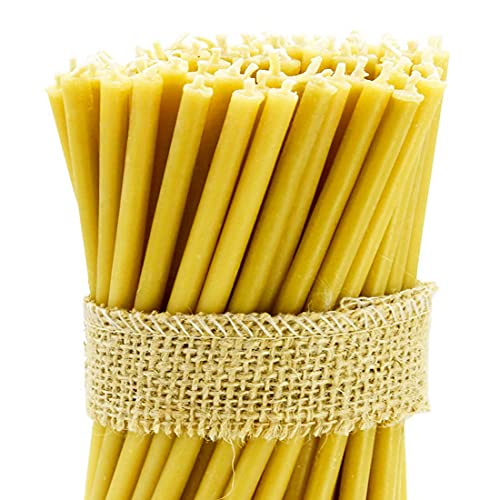 DEYBBY Beeswax Birthday Candles – 50 Count Beeswax Candles - Dripless and Smokeless Thin Taper Candles for Home, Dinner, Cake, Prayer, Church, Hanukkah, Christmas - Image 1