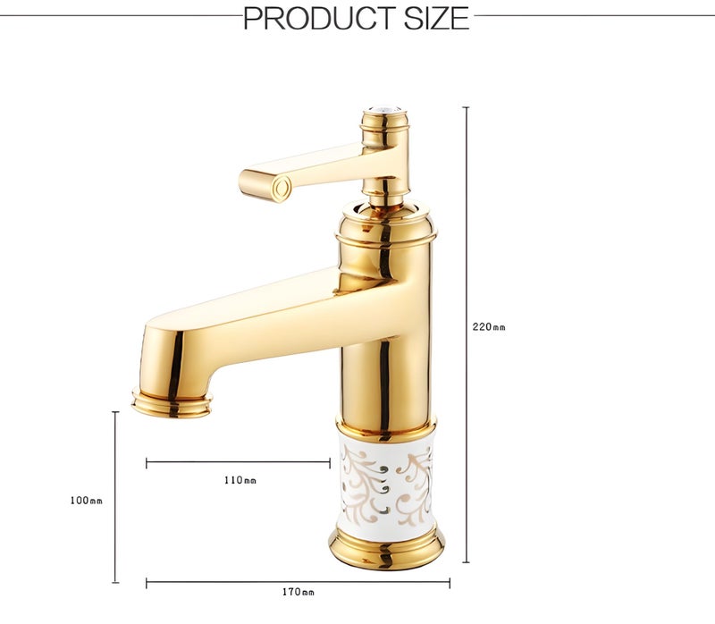 24x7 eMall Brass Gold White Flower Basin Tap Faucet Mixer Hot and Cold Sink Mixer Golden Colour Aura Florina (Short Body 7 Inches) for Bathroom Toilet Wash Basins Hot and Cold Water - Image 3
