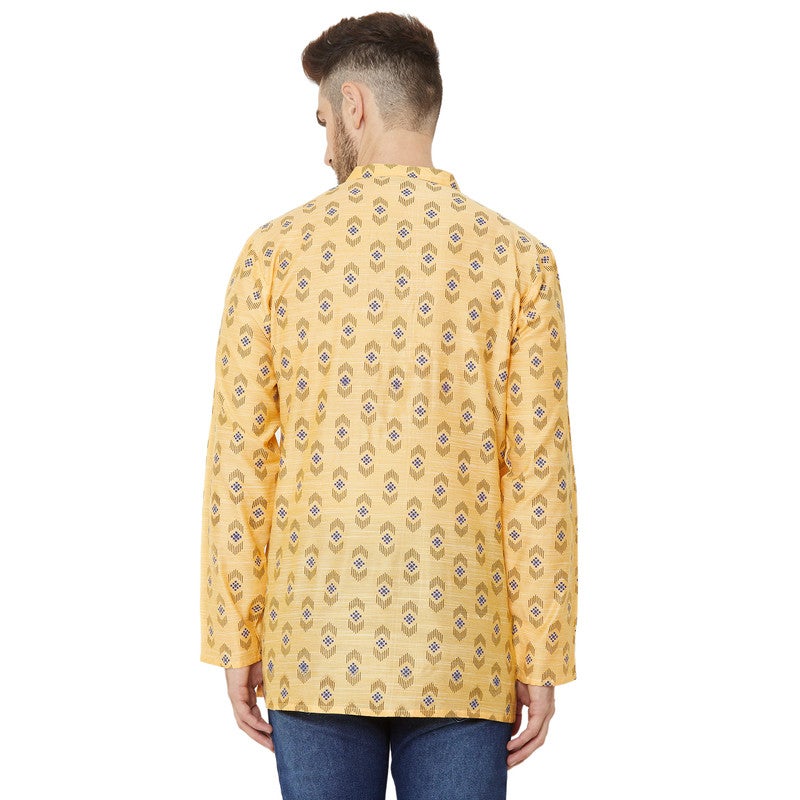 ARCHATTIRE Men’s Yellow Cotton Printed Kurta - Image 4