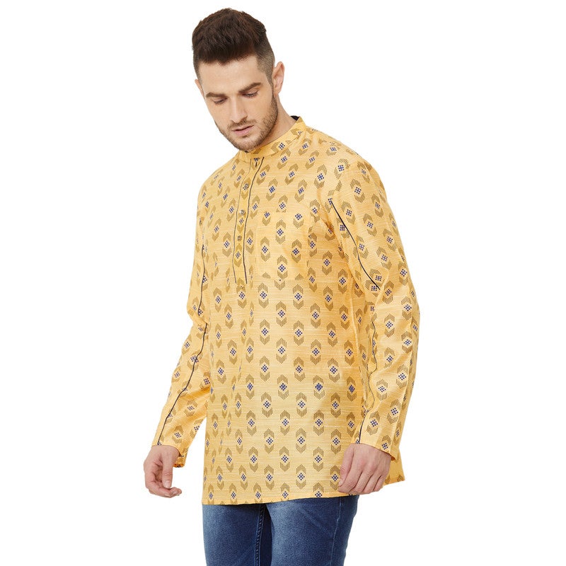 ARCHATTIRE Men’s Yellow Cotton Printed Kurta - Image 2