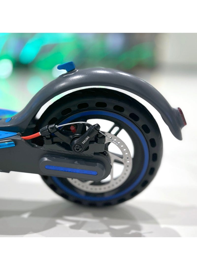 Crony - W563 Fast Speed E-Scooter Motor 36V/7.8AH,8.5" Honeycomb Tires,Front Suspension Rear Hydraulic Disc Brakes Electric Scooter,Easy Foldable, Portable Commuter E-Bike For Adults & Kids, 100kg Load Skateboard With bell, 21kg Aluminum Frame, Urban Mobility tool，Suspension and APP Connectivity, Blue - Image 1