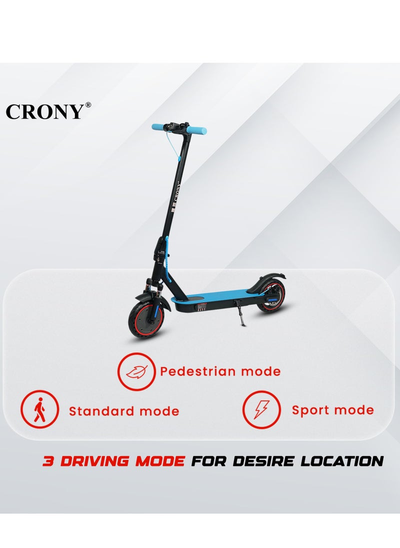 Crony - W563 Fast Speed E-Scooter Motor 36V/7.8AH,8.5" Honeycomb Tires,Front Suspension Rear Hydraulic Disc Brakes Electric Scooter,Easy Foldable, Portable Commuter E-Bike For Adults & Kids, 100kg Load Skateboard With bell, 21kg Aluminum Frame, Urban Mobility tool，Suspension and APP Connectivity, Blue - Image 1