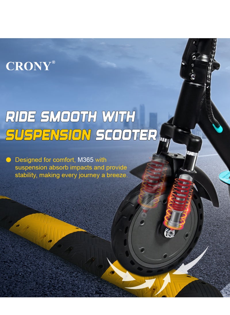 Crony - W563 Fast Speed E-Scooter Motor 36V/7.8AH,8.5" Honeycomb Tires,Front Suspension Rear Hydraulic Disc Brakes Electric Scooter,Easy Foldable, Portable Commuter E-Bike For Adults & Kids, 100kg Load Skateboard With bell, 21kg Aluminum Frame, Urban Mobility tool，Suspension and APP Connectivity, Blue - Image 1