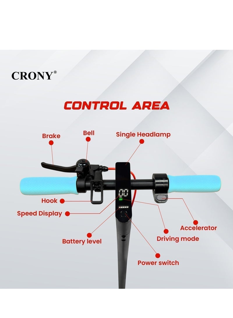 Crony M365 Suspention Shock-absorbing version Fast Speed E-Scooter Front Suspension Max speed 40 Km/h 8.5" Honeycomb Tires, 36V/7.8AH,Rear Hydraulic Disc Brakes Electric Scooter,Easy Foldable, Portable Commuter E-Bike For Adults & Kids, 120kg Load Skateboard With bell, 21kg Aluminum Frame, Urban Mobility tool，Suspension and APP Connectivity, Blue - Image 3