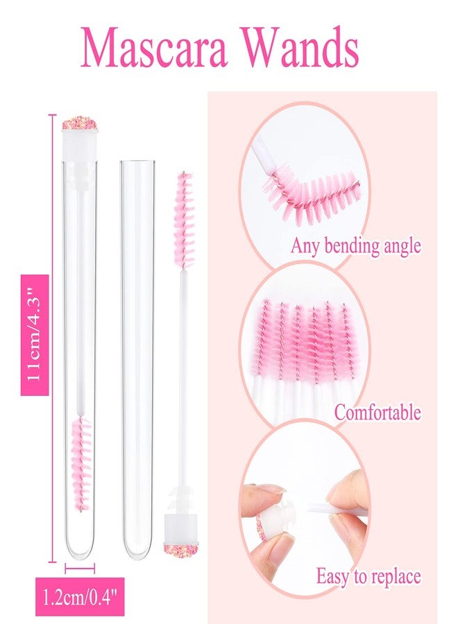 Dming 20pcs Eyelash brush Lash Wand Makeup tool Eyelash Extension supplies Cleaning brush Diamond Mascara star l pink - Image 2