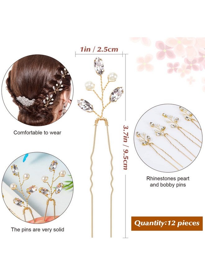 لوينابيو 12 جهاز كمبيوتر شخصى كريستال العروس دبابيس الشعر الزفاف الزفاف اللؤلؤ حجر الراين قطع الشعر خمر الزفاف الشعر التبعي دبابيس الشعر الطرف للنساء زهرة الفتيات وصيفات الشرف - Image 3