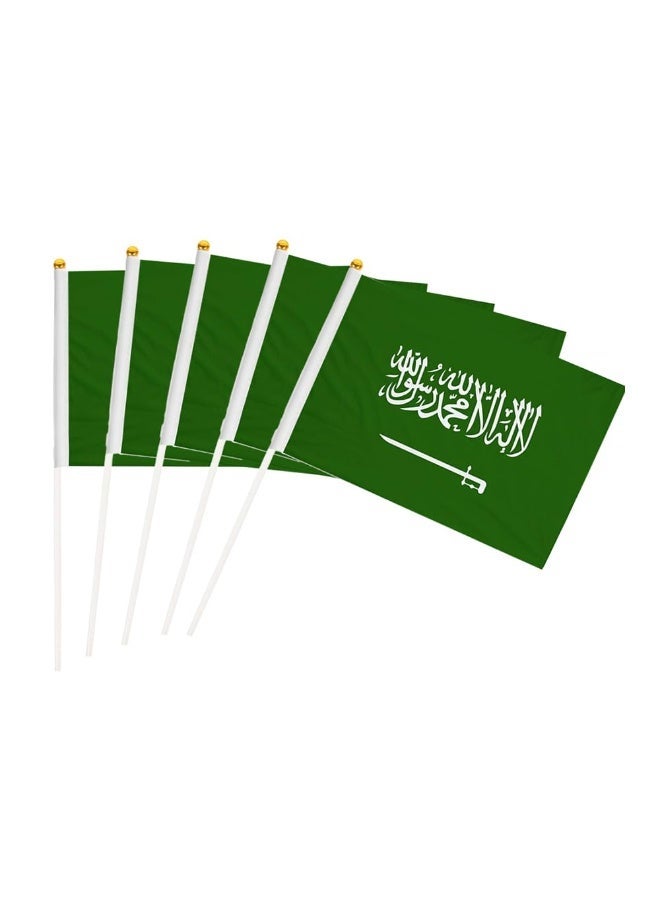 10 Pcs Saudi Arabia Hand Flags —21CM Double-Sided Mini Stick Flags for Party & FIFA World Cup 2026 Decor - Image 1