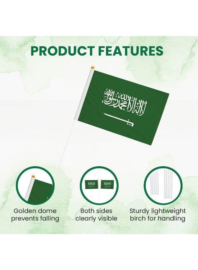 10 Pcs Saudi Arabia Hand Flags —21CM Double-Sided Mini Stick Flags for Party & FIFA World Cup 2026 Decor - Image 2