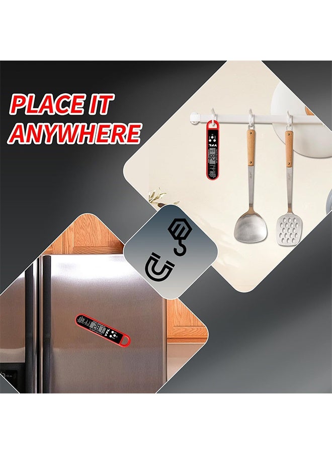 مقياس حرارة الغذاء الرقمي مع مقياس حرارة طعام مسبار لطهي شواء شواء مقاوم للماء مع معايرة الظهر المغناطيسية للخبز والسوائل والطعام هواء الحلوى - Image 5