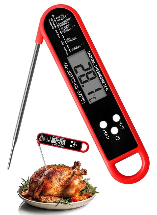 مقياس حرارة الغذاء الرقمي مع مقياس حرارة طعام مسبار لطهي شواء شواء مقاوم للماء مع معايرة الظهر المغناطيسية للخبز والسوائل والطعام هواء الحلوى - Image 1