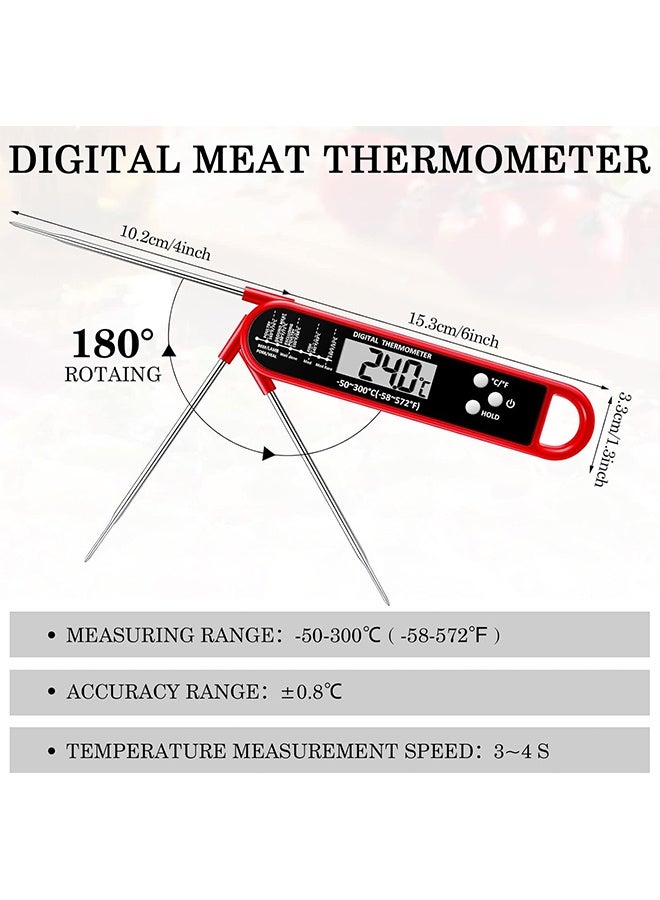 مقياس حرارة الغذاء الرقمي مع مقياس حرارة طعام مسبار لطهي شواء شواء مقاوم للماء مع معايرة الظهر المغناطيسية للخبز والسوائل والطعام هواء الحلوى - Image 2