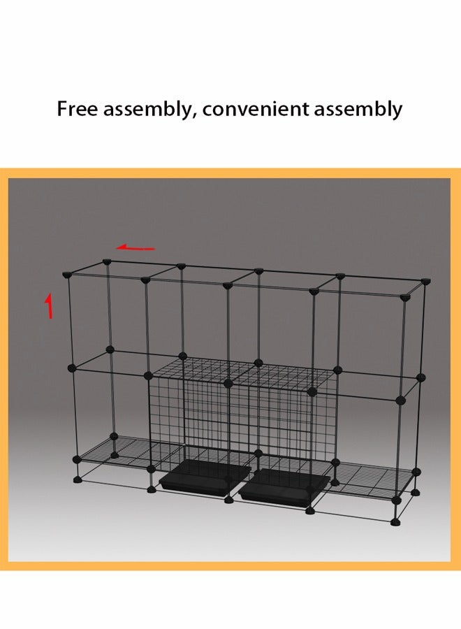 Cat Cage Crate DIY Pet Playpen Detachable Dense Metal Wire Ferret Cage Indoor Cat Kennels for Kitten Puppy Bunny Exercise Outdoor Cat House Cat Cages DIY Kennels Crate Large Exercise Place - Image 3