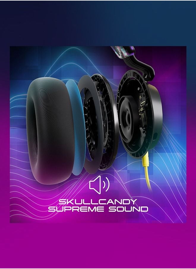 Skullcandy - Skullcandy SLYR Wired Over-Ear Gaming Headset for PC, PlayStation, PS4, PS5, Xbox - Black/Multicolour Digi-Hype - Image 1