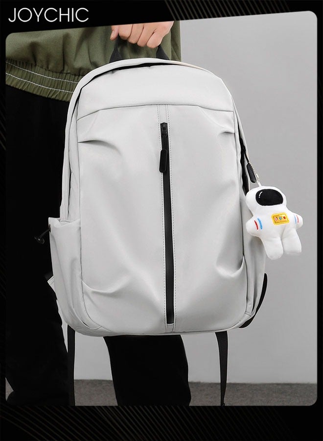 جوي شيك حقيبة ظهر جديدة للأعمال مضادة للسرقة مصنوعة من البوليستر، حقيبة كتب مقاومة للماء، حقيبة مدرسية كبيرة السعة مع قلادة رائد فضاء، بيضاء - Image 2