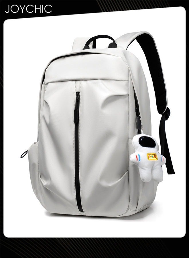 جوي شيك حقيبة ظهر جديدة للأعمال مضادة للسرقة مصنوعة من البوليستر، حقيبة كتب مقاومة للماء، حقيبة مدرسية كبيرة السعة مع قلادة رائد فضاء، بيضاء - Image 3