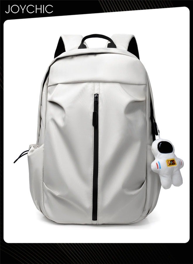 جوي شيك حقيبة ظهر جديدة للأعمال مضادة للسرقة مصنوعة من البوليستر، حقيبة كتب مقاومة للماء، حقيبة مدرسية كبيرة السعة مع قلادة رائد فضاء، بيضاء - Image 4