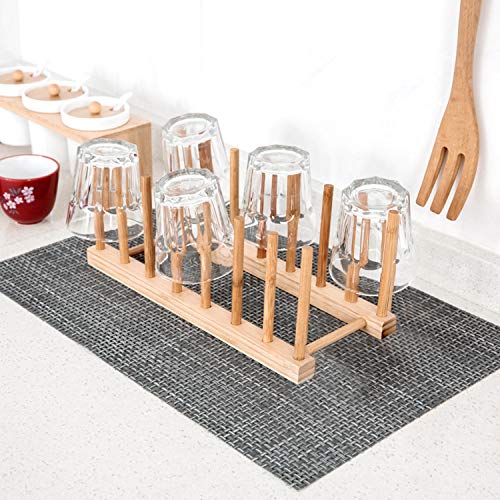 ROORUZ 2Pack Bamboo Wooden Dish Rack, Plate Rack Stand Pot Lid Holder, Kitchen Cabinet Organizer for Cup, Cutting Board, Bowl, Drying Rack and more - Image 5