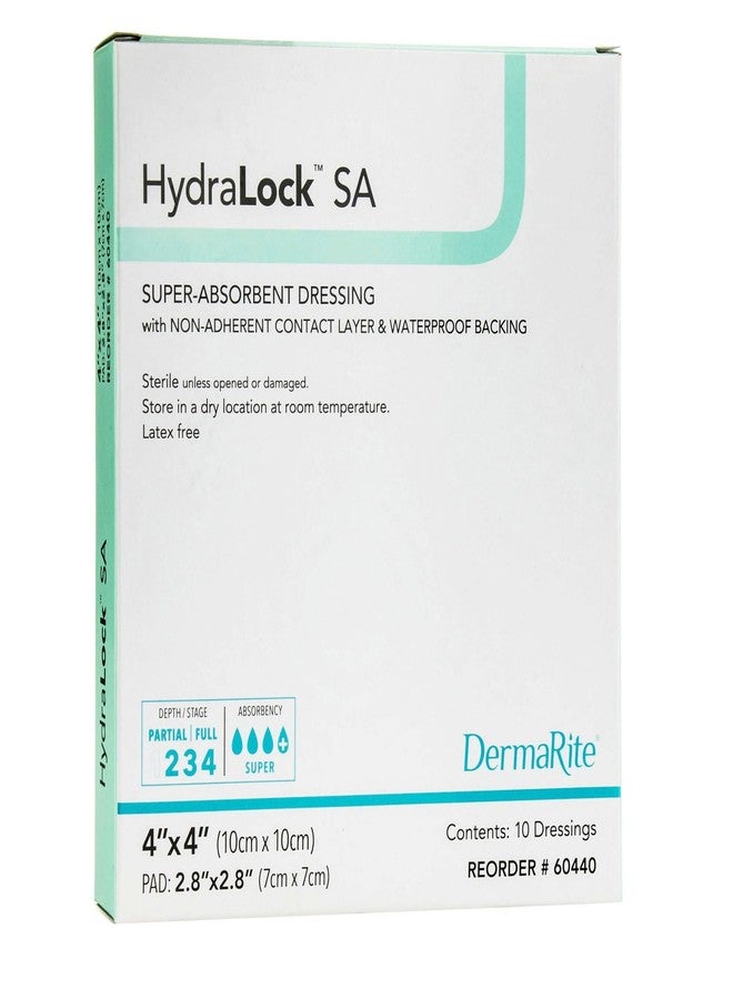DermaRite's Hydralock SA Super Absorbent Dressing - with Non-Adherent Contact Layer and Waterproof Backing, Sterile - 4 in. x 4 in., 1 Count, 10 Packs, 10 Total - Image 1