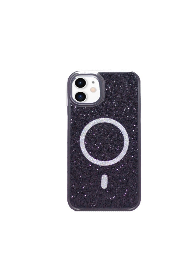 Compatible with Luxury Magnetic Glitter Shockproof Case for iPhone 11 Elegant Crystal Design | Slim Fit | Scratch-Resistant Cover - Black