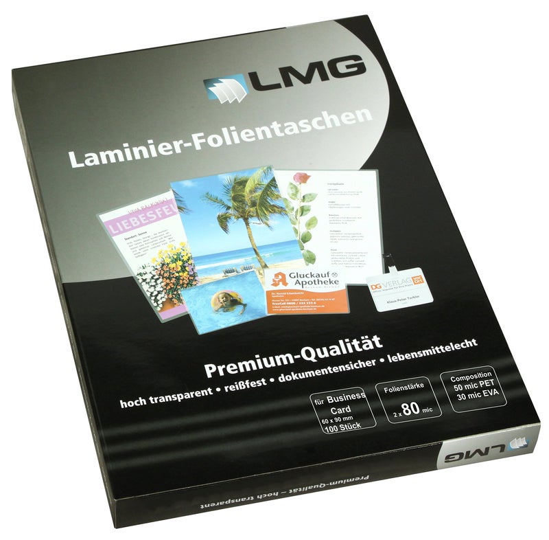 LMG LMGBC-80 Laminating Pouches Business Card 60 x 90 mm 2 x 80 mic Pack of 100