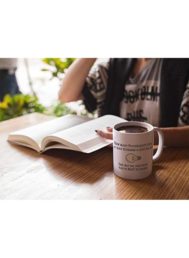 Casitika Psychology Gifts. 11 oz White Ceramic Psychologist Coffee Mug. Funny Psychiatrist or Psychologists Light Bulb Joke. - Image 3