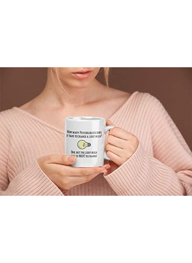 Casitika Psychology Gifts. 11 oz White Ceramic Psychologist Coffee Mug. Funny Psychiatrist or Psychologists Light Bulb Joke. - Image 2