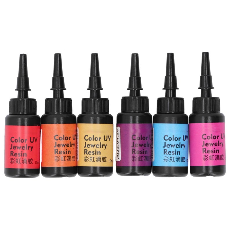 6Pcs 10ml UV Resin Easy Operation Quick Curing Bright Vivid Color Widely Used UV Epoxy Resin for DIY Jewelry Set C (Deep Pink, Pale Yellow, Orange, Red, Light Blue, Violet) - Image 3