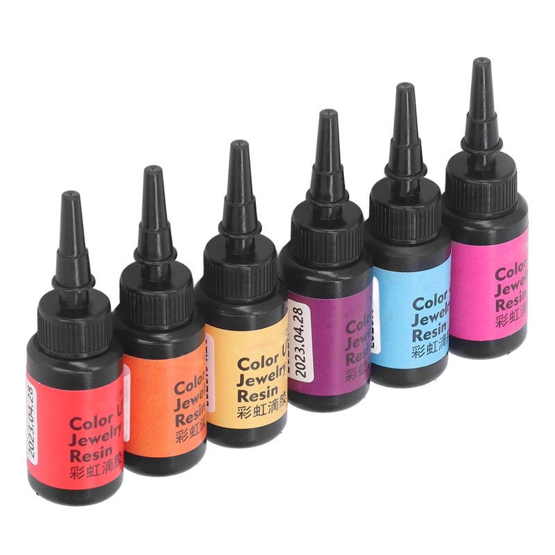 6Pcs 10ml UV Resin Easy Operation Quick Curing Bright Vivid Color Widely Used UV Epoxy Resin for DIY Jewelry Set C (Deep Pink, Pale Yellow, Orange, Red, Light Blue, Violet) - Image 4