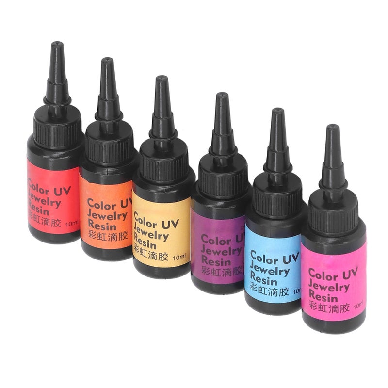 6Pcs 10ml UV Resin Easy Operation Quick Curing Bright Vivid Color Widely Used UV Epoxy Resin for DIY Jewelry Set C (Deep Pink, Pale Yellow, Orange, Red, Light Blue, Violet) - Image 5