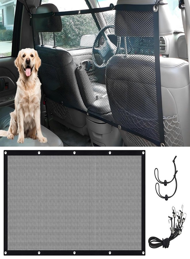 vvag Car Dog Barrier Net Universal Dog Barrier for Car with Adjustable Ropes and Hooks One-Piece Design Mesh for Most Cars, SUVs, Pickups, Trucks and Vans(45x24 Inches) - Image 1