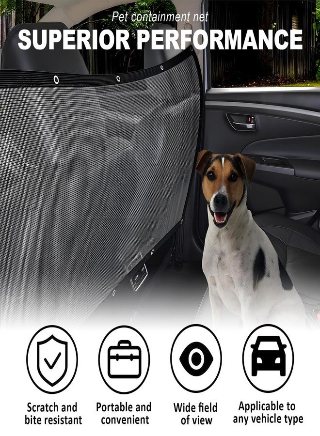 vvag Car Dog Barrier Net Universal Dog Barrier for Car with Adjustable Ropes and Hooks One-Piece Design Mesh for Most Cars, SUVs, Pickups, Trucks and Vans(45x24 Inches) - Image 3