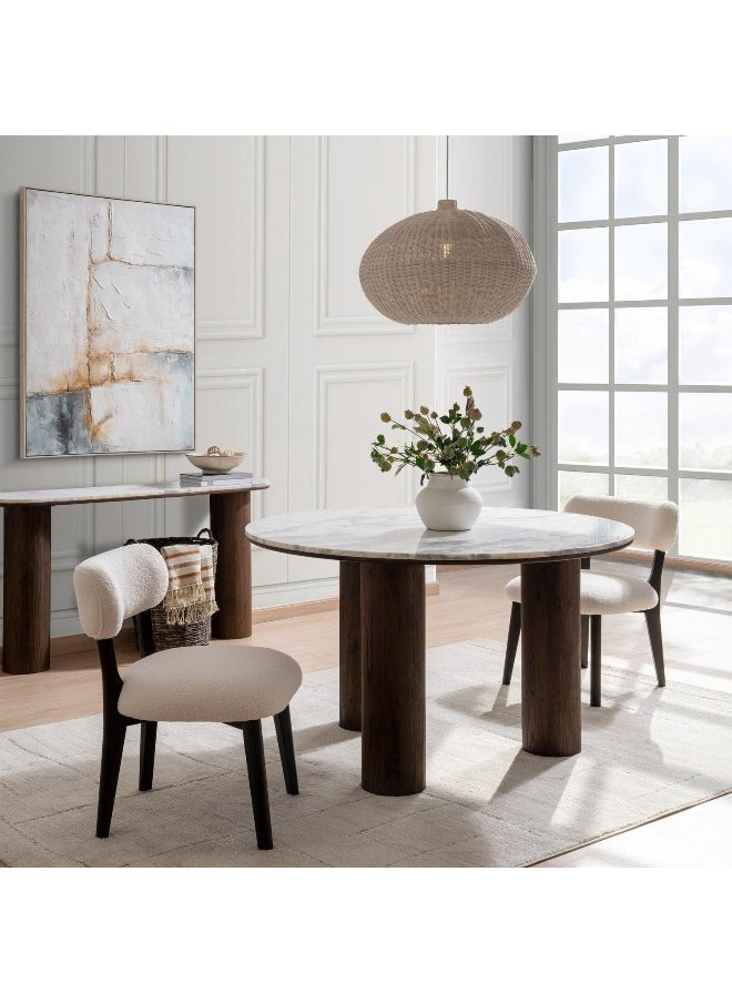 Pan Home Traosa 6 Seater Dining Table Marble - White And Brown  - Image 4