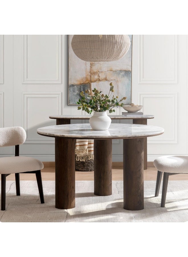 Pan Home Traosa 6 Seater Dining Table Marble - White And Brown  - Image 5
