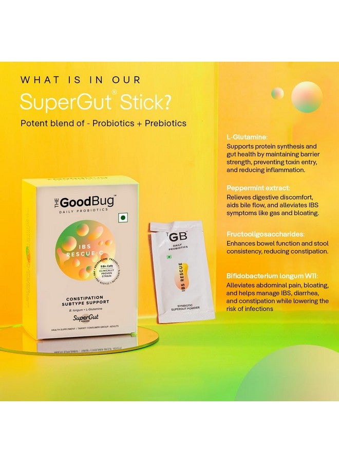The Good Bug Ibs Rescue C Supergut Powder For Constipation Relief & Irritable Bowel Syndrome|Pre & Probiotic Supplement For Men & Women|5 Billion Cfu Of Strains|15 Days Pack,1 Count,15 Servings - Image 3