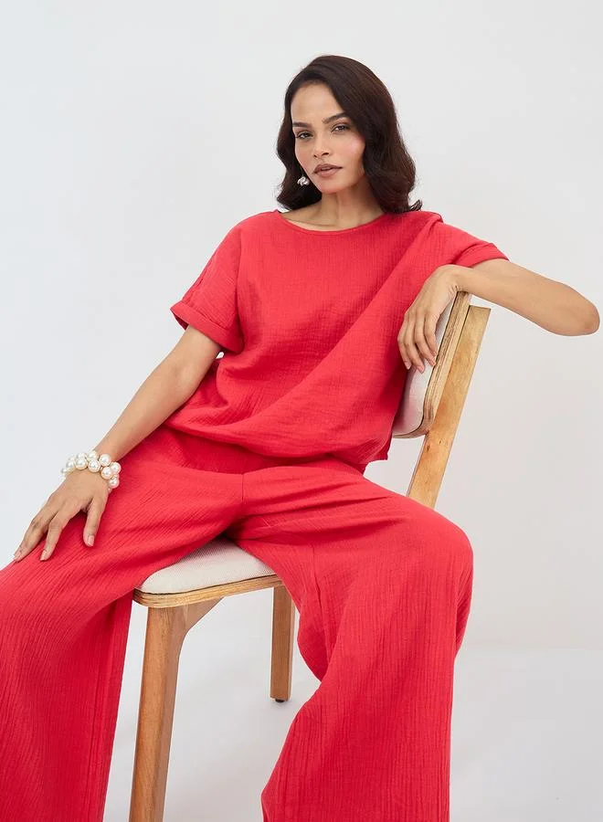 Femmella  Women Cotton Gauze Top and Pants Co-Ords for Women | Best Price UAE