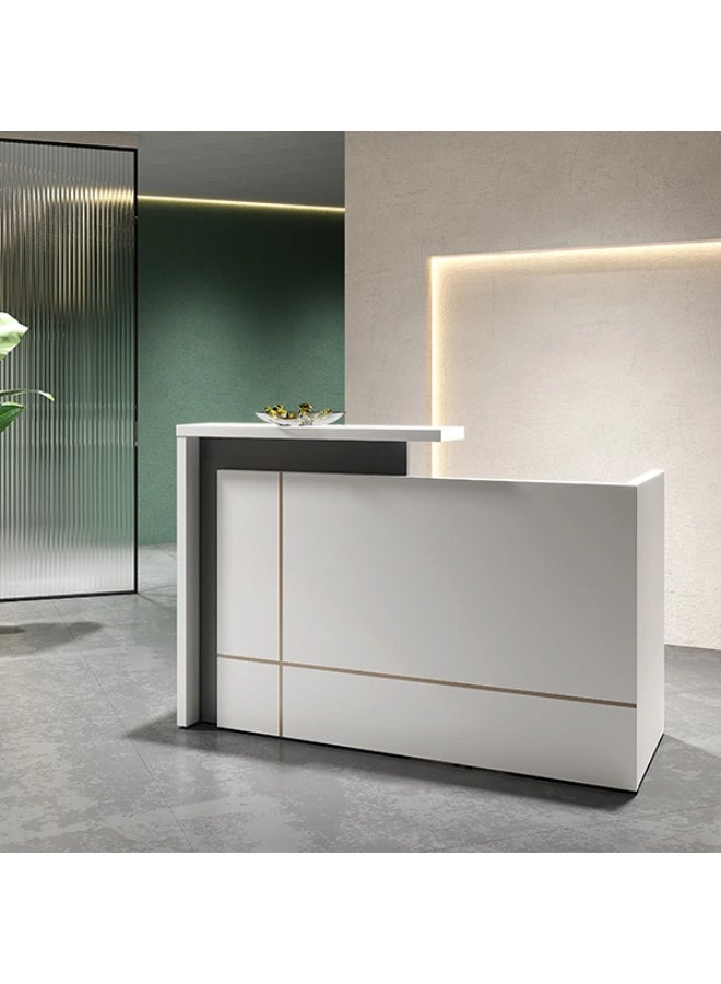 NEO FRONT FURNITURE 2 Meter Reception Desk – White MDF Office Front Counter Table for Lobby & Reception Area (200 x 70 x 110 cm) TC-QT601-2.0M - Image 1