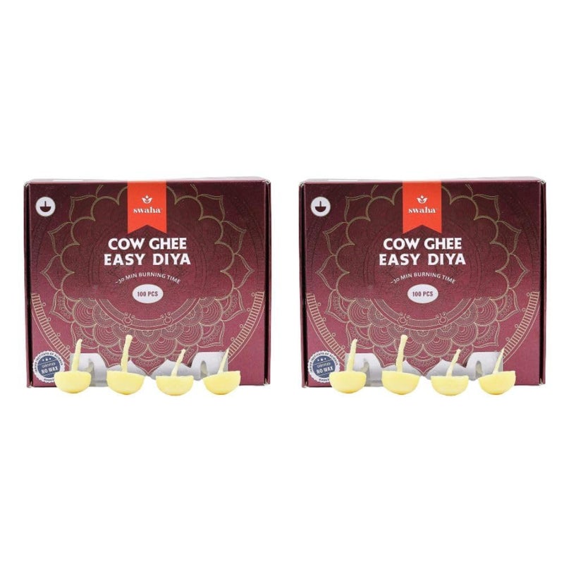 Swaha Premium Cow Ghee Diya Batti | 30 Minute Burning Time Wax Free Ghee Wicks | Ready to Use Pure Cotton Batti for Puja, Aarti & Festivals | 100 Pieces (Pack of 2) - Image 5