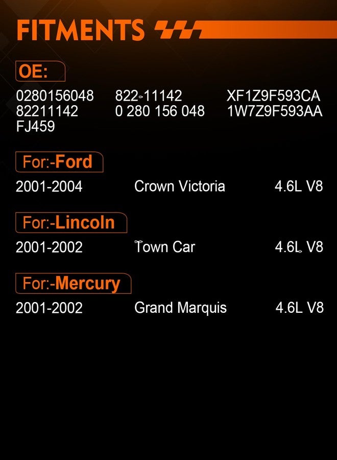 YZHIDIANF 0280156048 4.6L Fuel Injectors Fit For:-Ford Crown Victoria 2001-2004, For:-Lincoln Town Car 2001-2002, For:-Mercury Grand Marquis 2001-2002, Replacement 82211142, FJ459, 822-11142 (8 Pcs) - Image 2