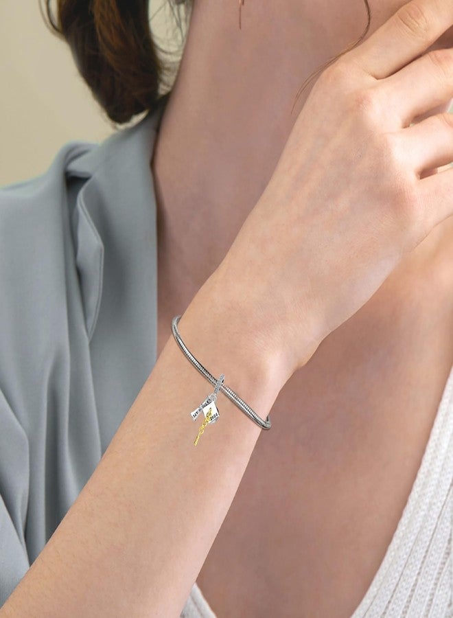 QeenseKc Graduation 2024 Charm Bachelor's Hat Scroll Bead for Pandora Bracelet Friendship Gift - Image 3