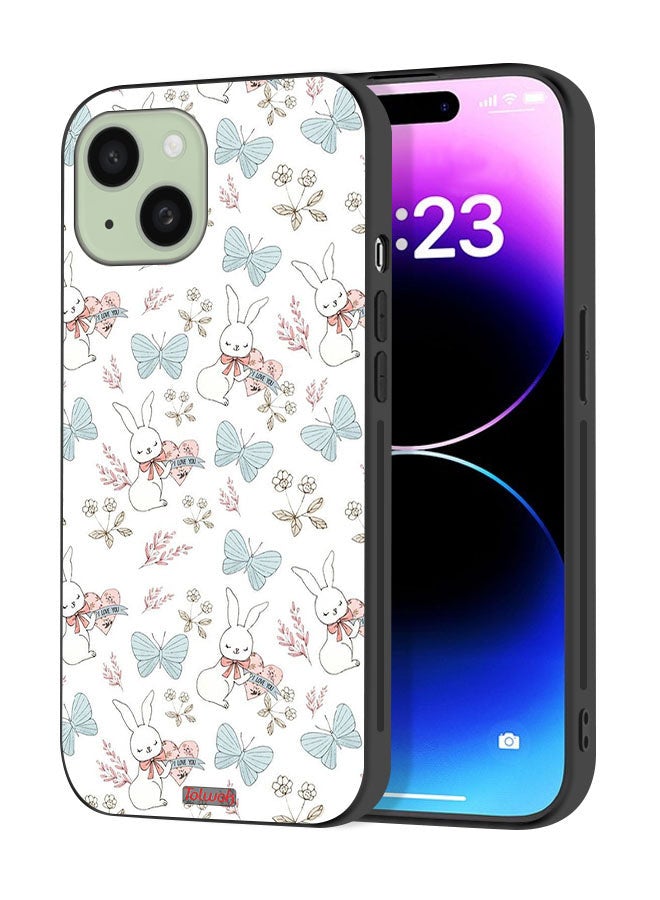 Tolwak Apple iPhone 15 Plus Protective Case Cover Rabbit And Butterflies - Image 1