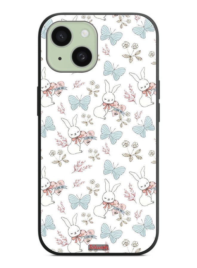 Tolwak Apple iPhone 15 Plus Protective Case Cover Rabbit And Butterflies - Image 2