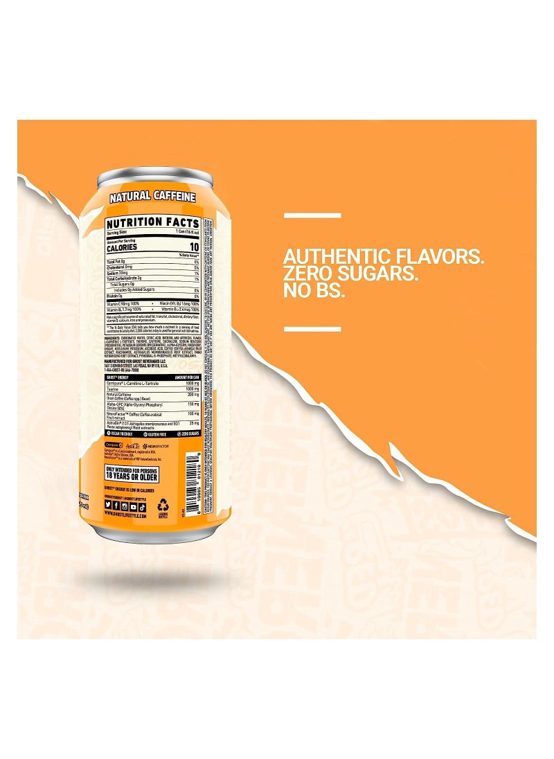 Ghost - Energy Sugar-Free Energy Drink 12-Pack Orange Cream 16oz Cans - Image 1