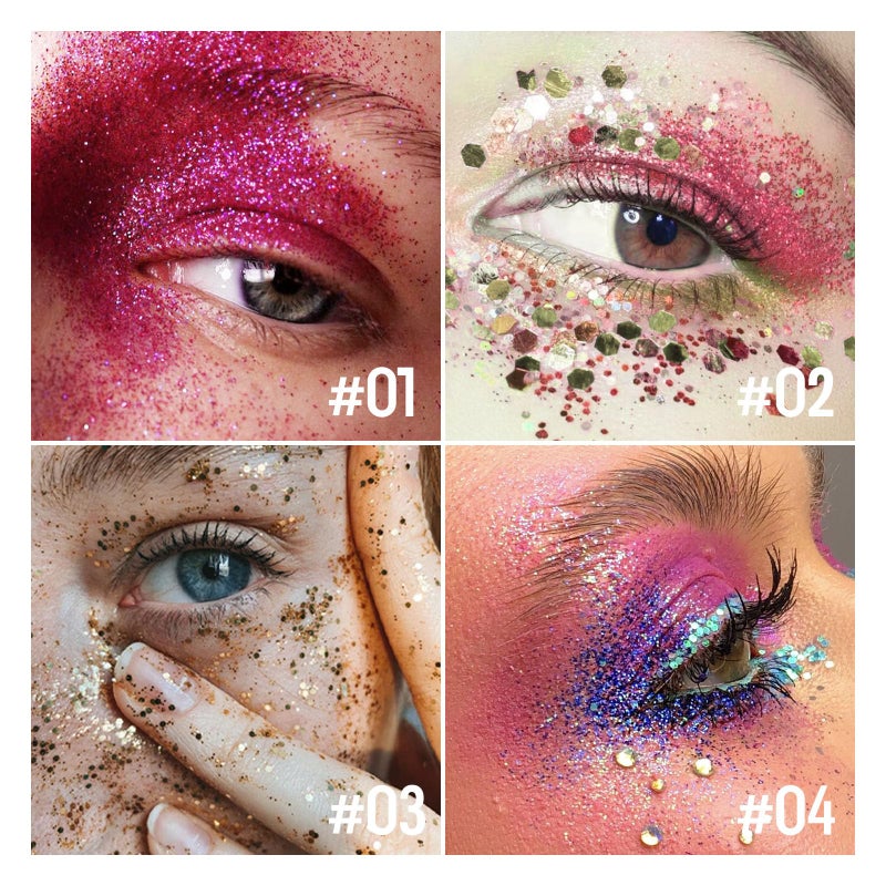 KYDA Body Glitter Stick, Chunky Glitter Gel for Face Body Hair, Sparkling Holographic Mermaid Sequins Paint, Waterproof Multiuse Makeup Glitter Gel, Blue - Image 3