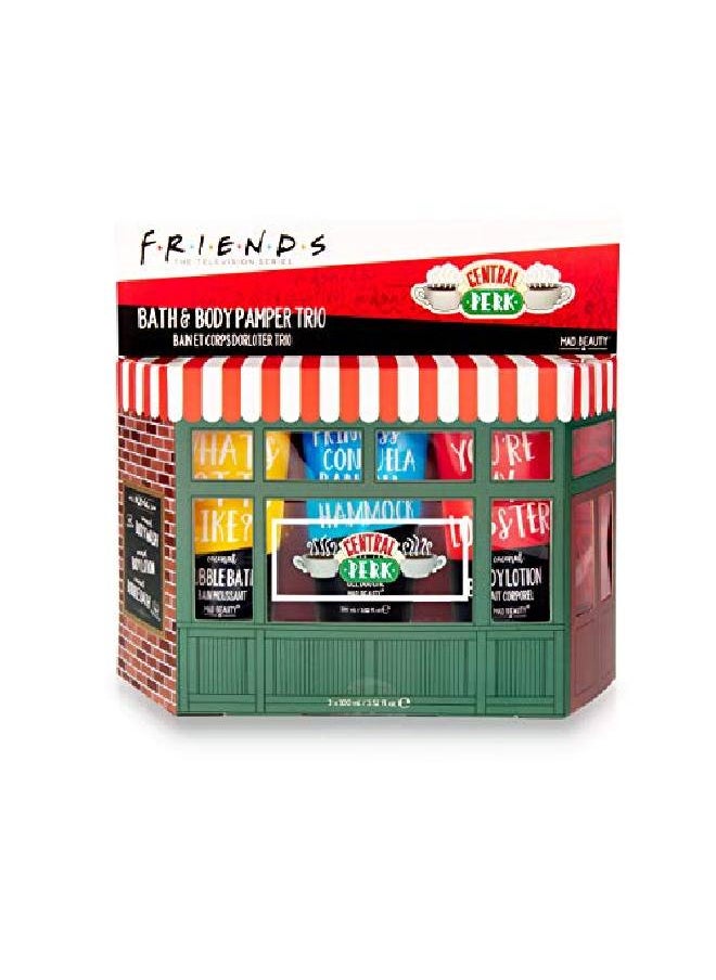 Mad Beauty Friends Tv Show Bath And Body Pamper Trio Gift Set Coconut Scented Bubble Bath Gel Body Wash And Body Lotion In Central Perk Themed Packaging For Fun And Nourishing Bath Time  - Image 3