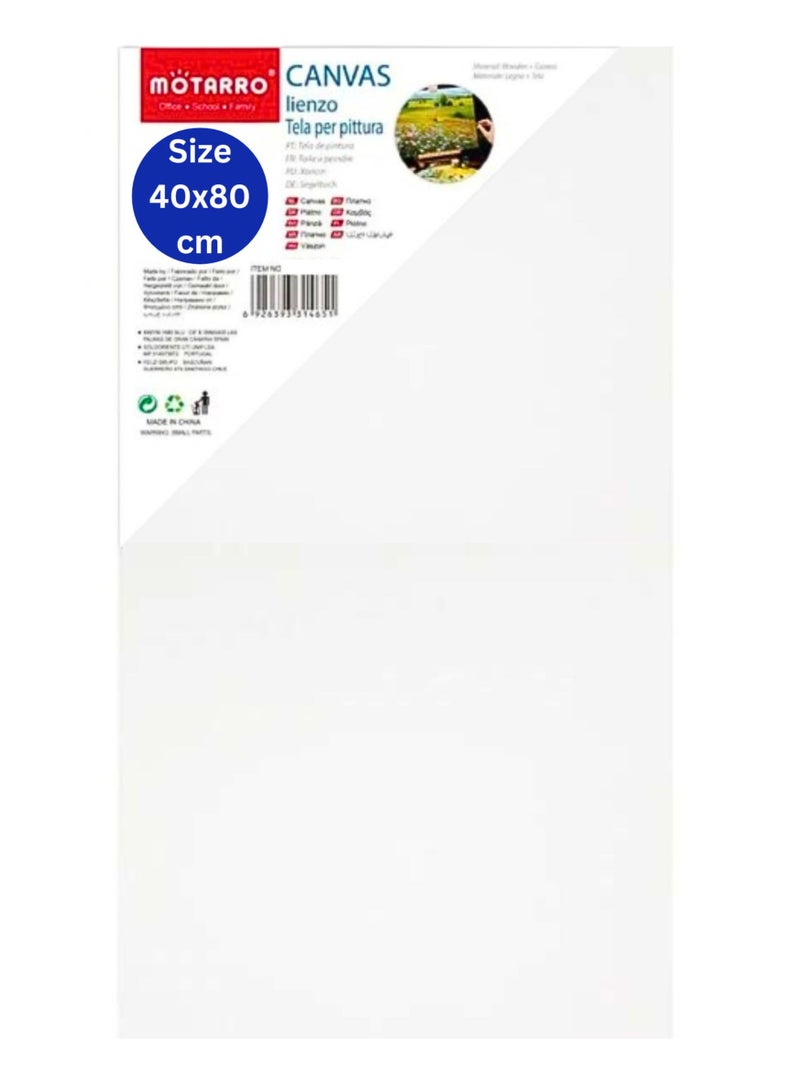 MOTARRO Stretched Canvas 40X80CM  White Cotton Artist Canvas Boards for Painting Acrylic Pouring Oil Paint Dry & Wet Art Media  - Image 1